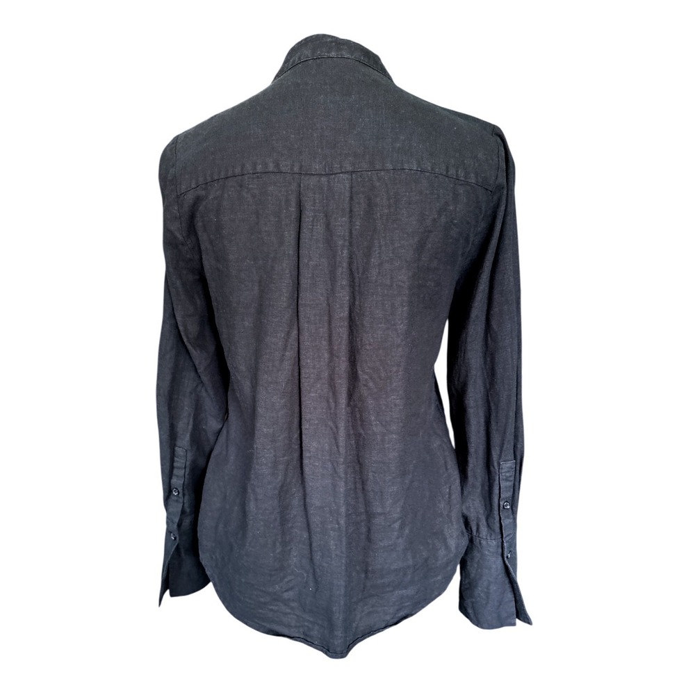 Banana Republic Factory Black Linen-Blend Tuxedo Shirt, Small, Minimalist Casual - Picture 6 of 8